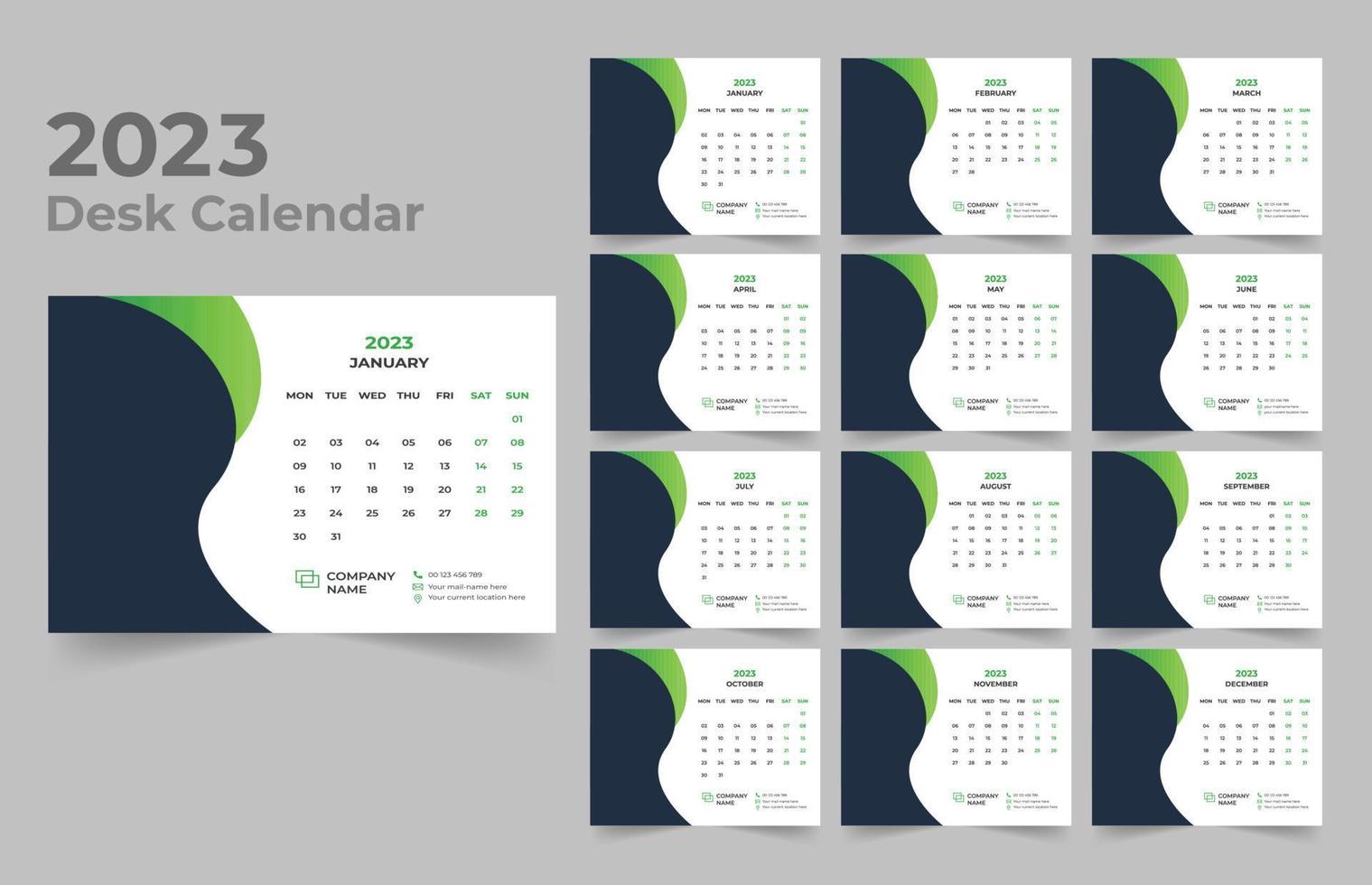 Desk Calendar 2023 Template Design vector