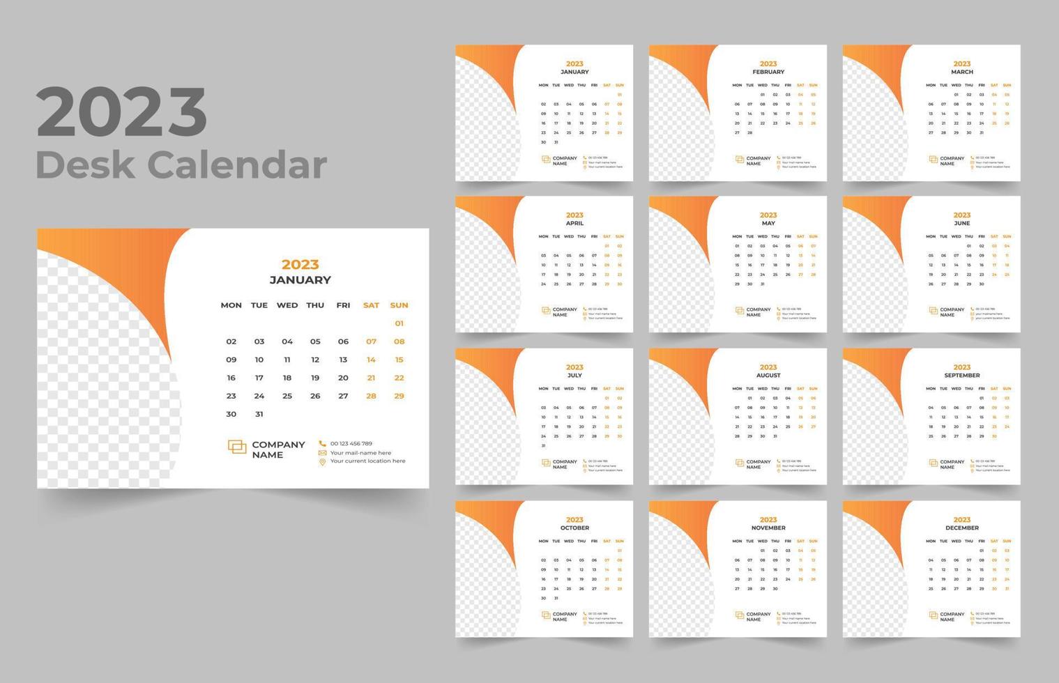 diseño de plantilla de calendario de escritorio 2023 vector