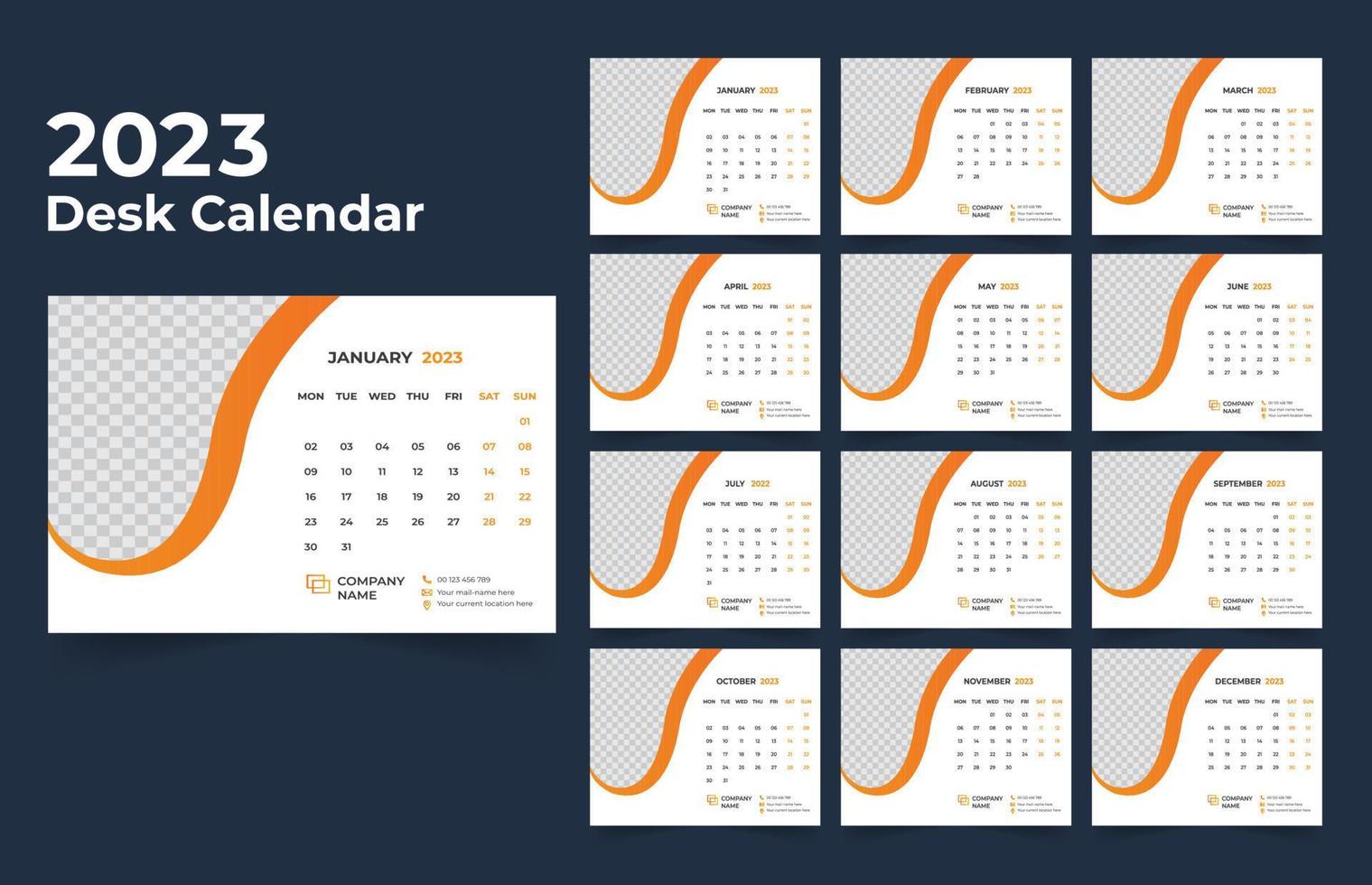 diseño de plantilla de calendario de escritorio 2023 vector