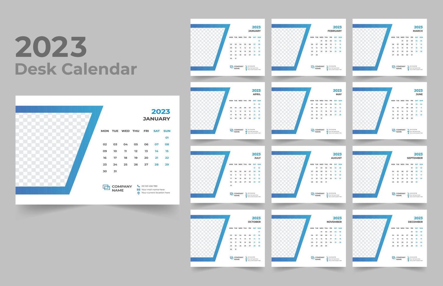 Desk Calendar 2023 Template Design vector