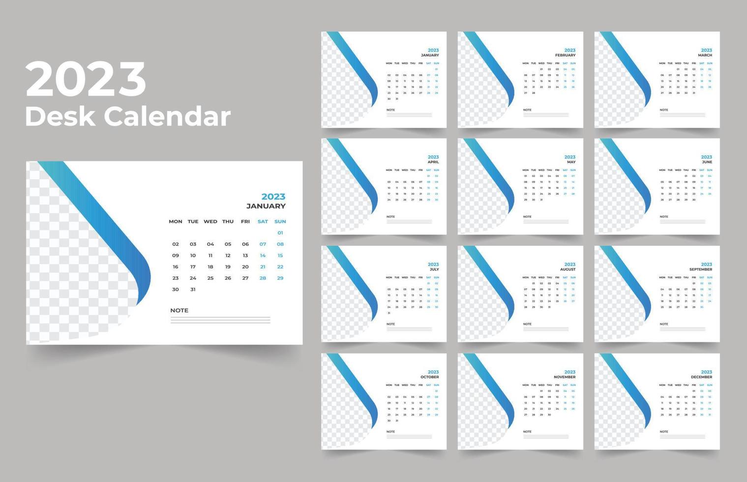 Desk Calendar 2023 Template Design vector