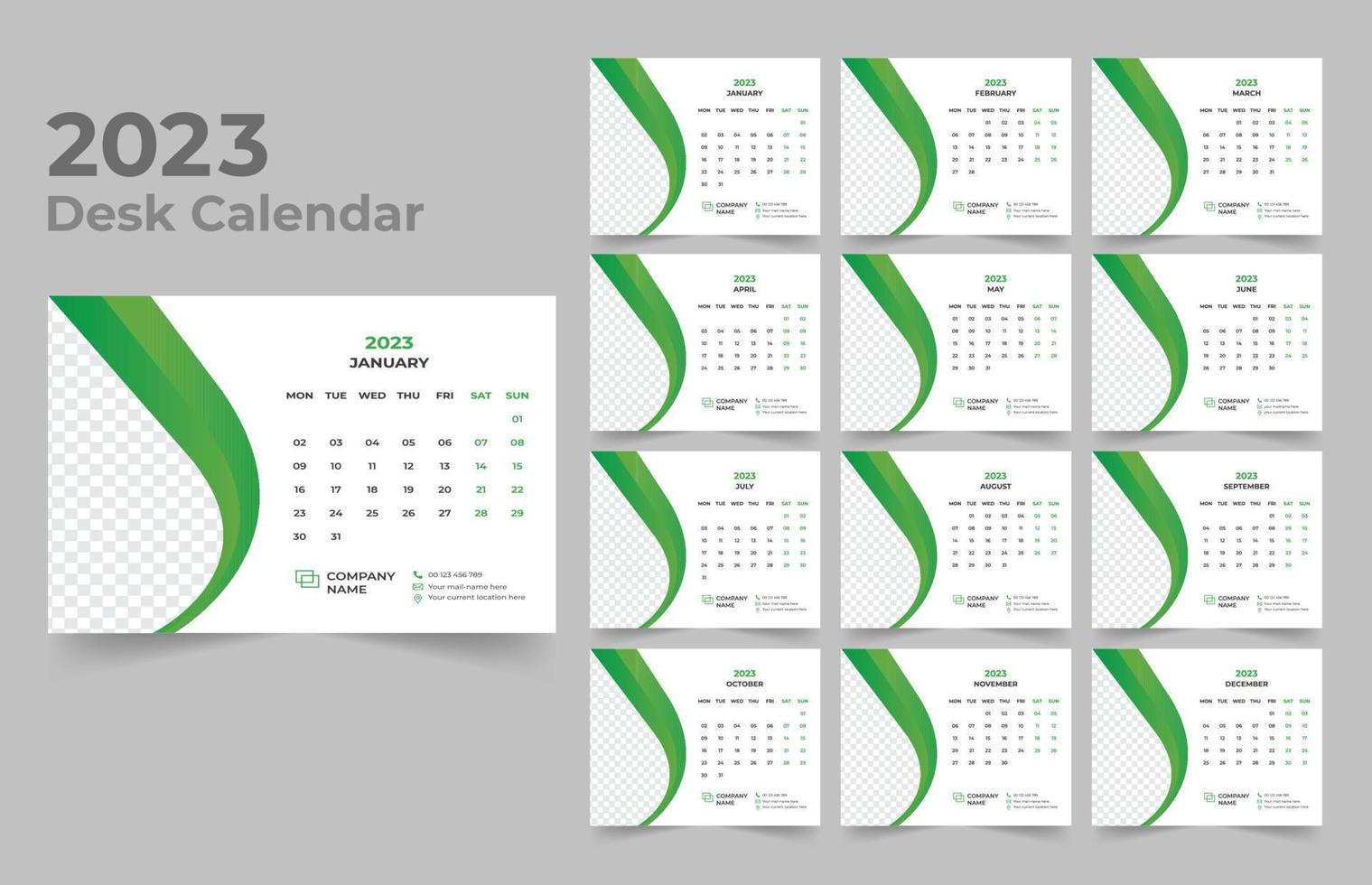 diseño de plantilla de calendario de escritorio 2023 vector