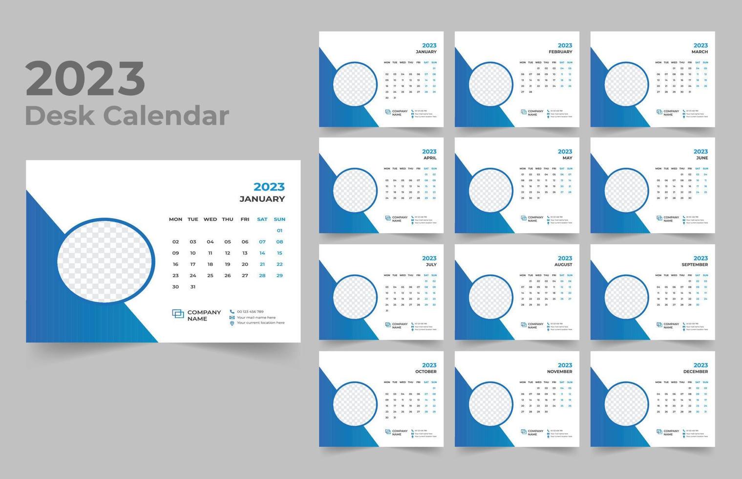 diseño de plantilla de calendario de escritorio 2023 vector