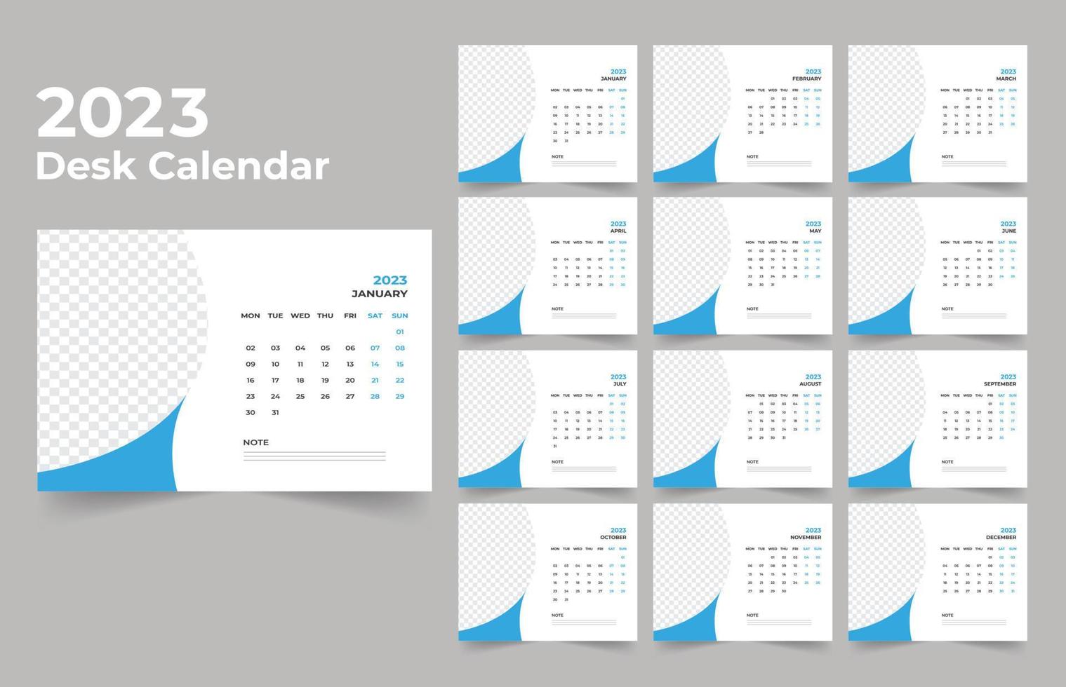 Desk Calendar 2023 Template Design vector