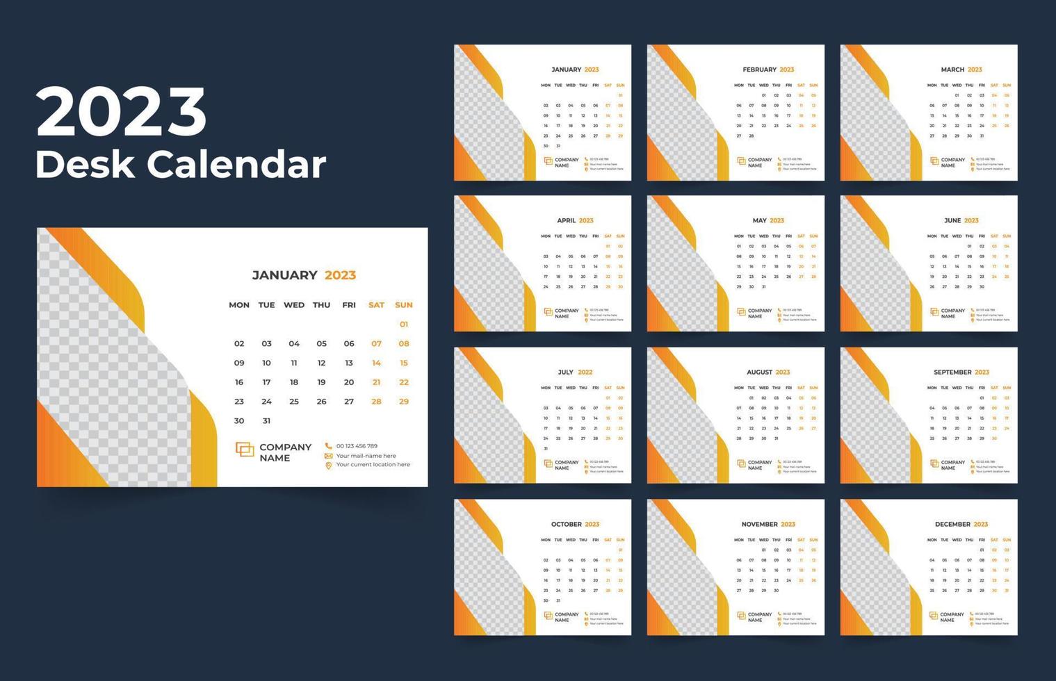 Desk Calendar 2023 Template Design vector