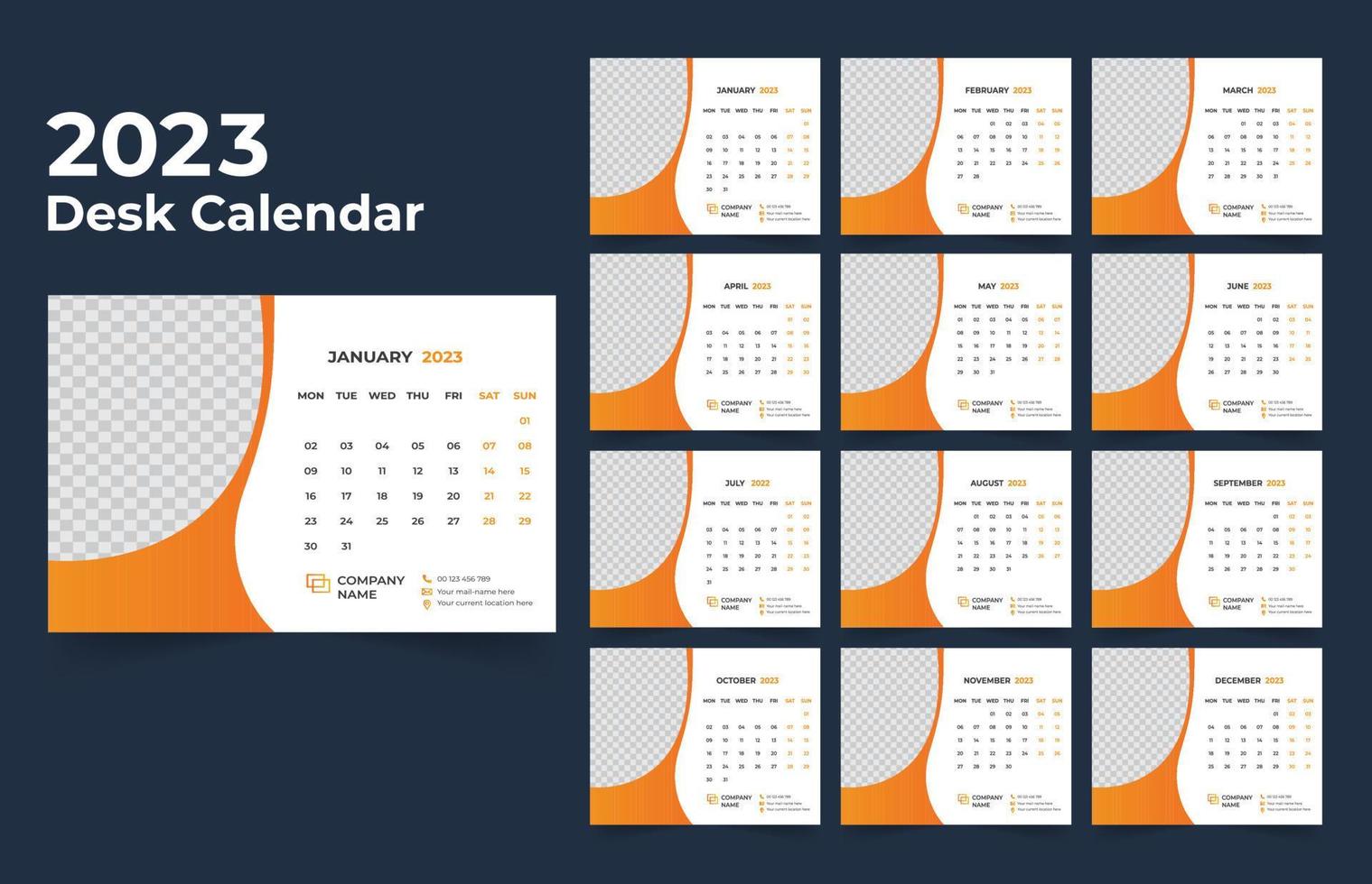 Desk Calendar 2023 Template Design vector