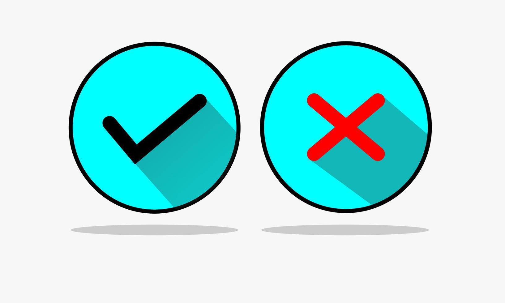 Checkmark and X icon in trendy flat style. Yes No symbol vector