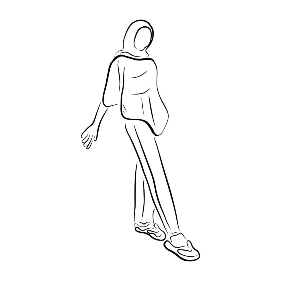 Woman pose line art style vector