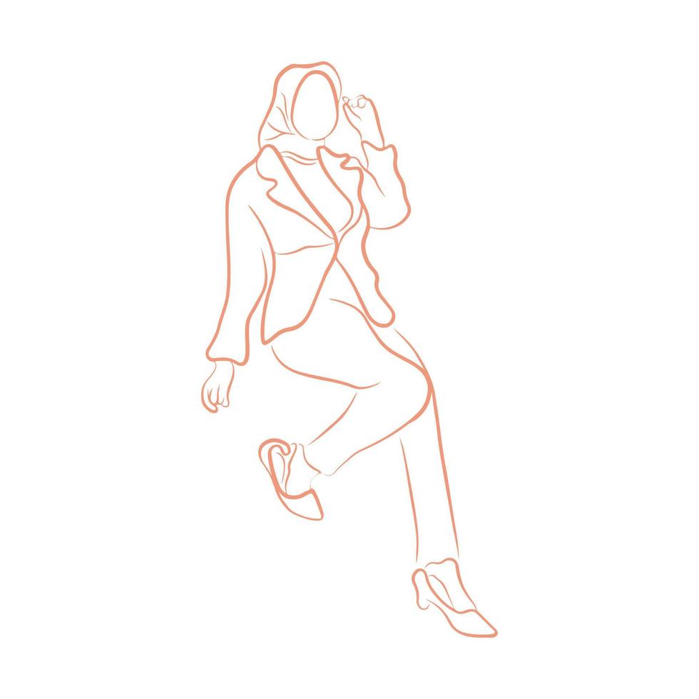 Woman pose line art style vector