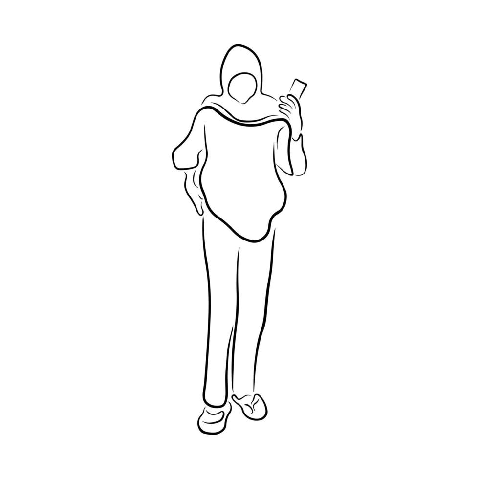 Woman pose line art style vector