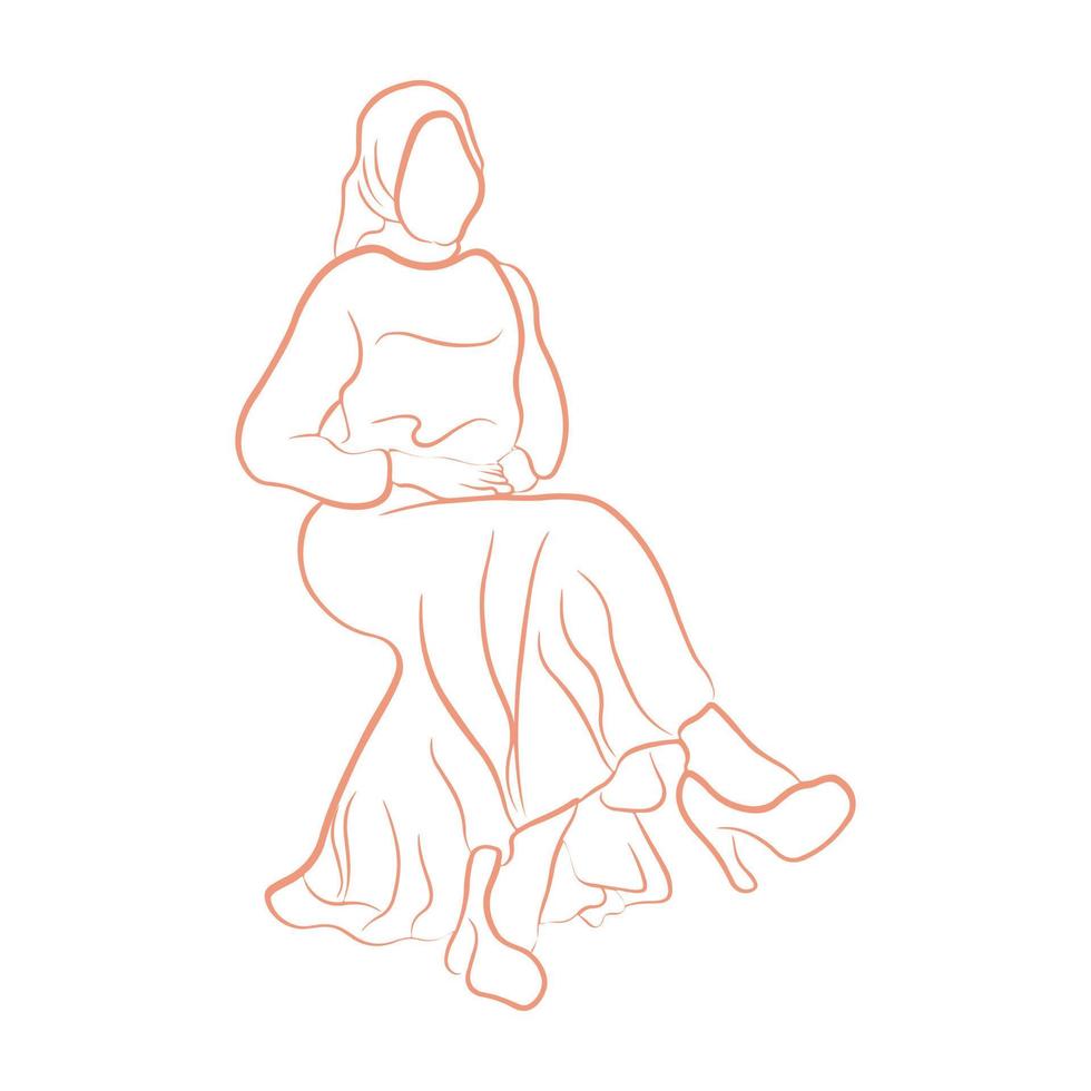 Woman pose line art style vector