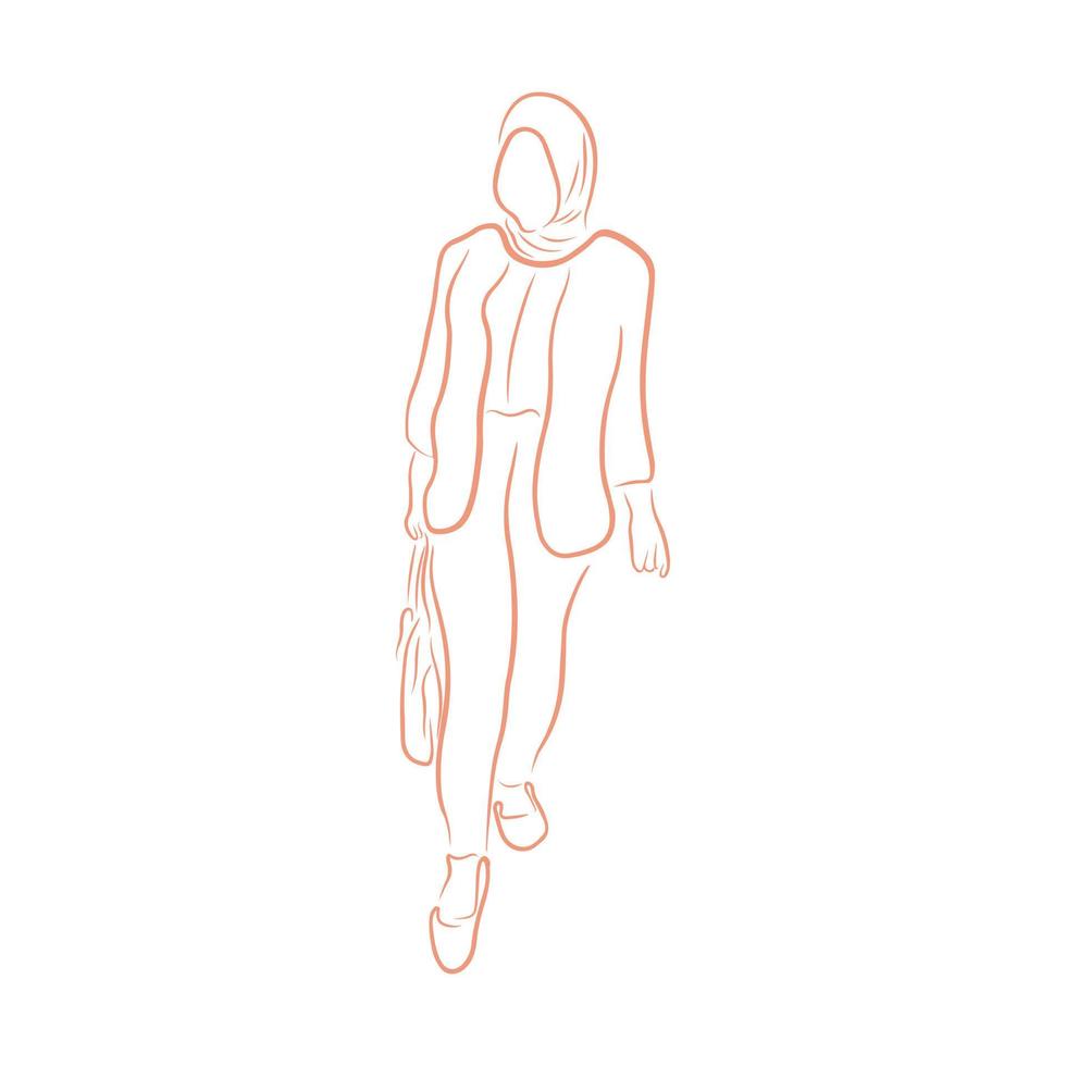 Woman pose line art style vector