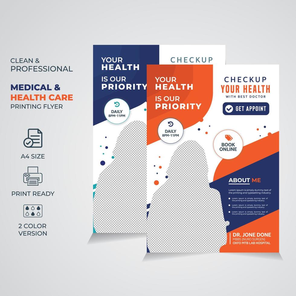 Medical healthcare and corporate flyer or poster design Template vector