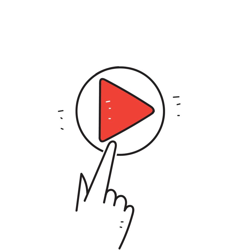 hand drawn doodle play button illustration vector isolated
