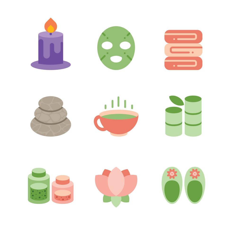 conjunto de concepto de icono de spa y belleza vector