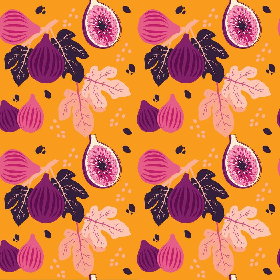 Fig pattern orange vector