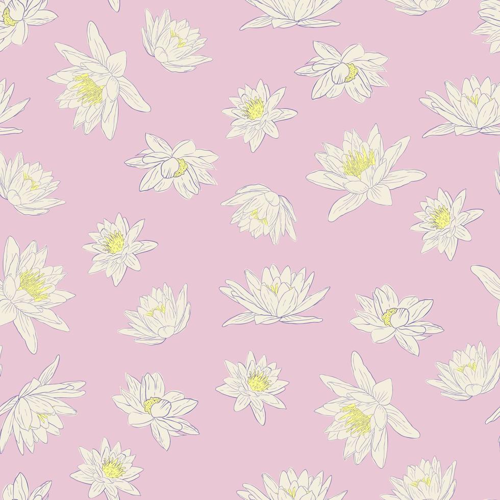 Waterlily Lotus seamless pattern vector