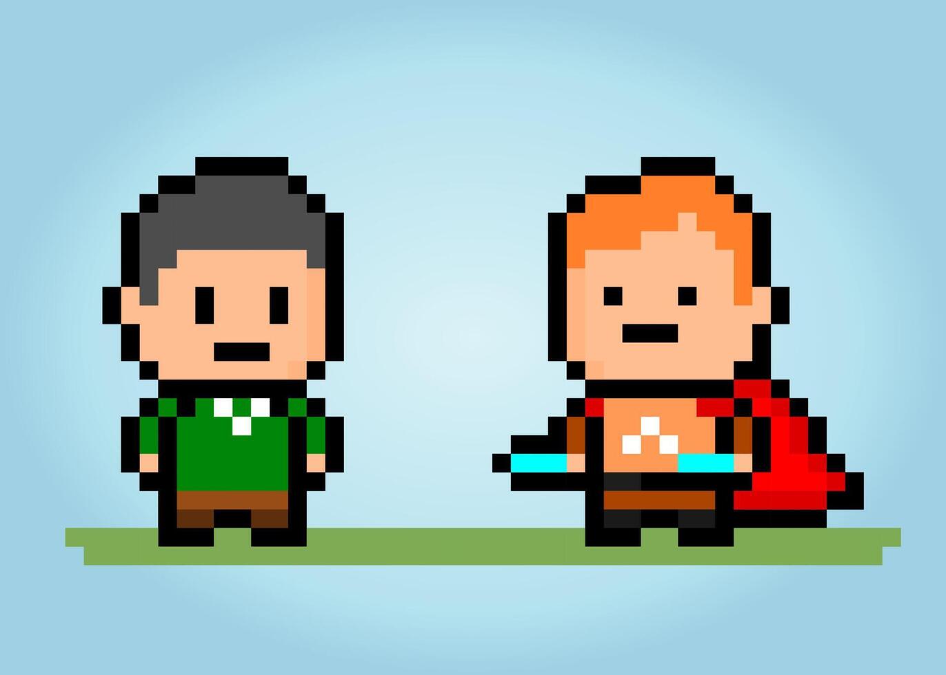 8-bit pixels hero avatar. Game character in vector illustration