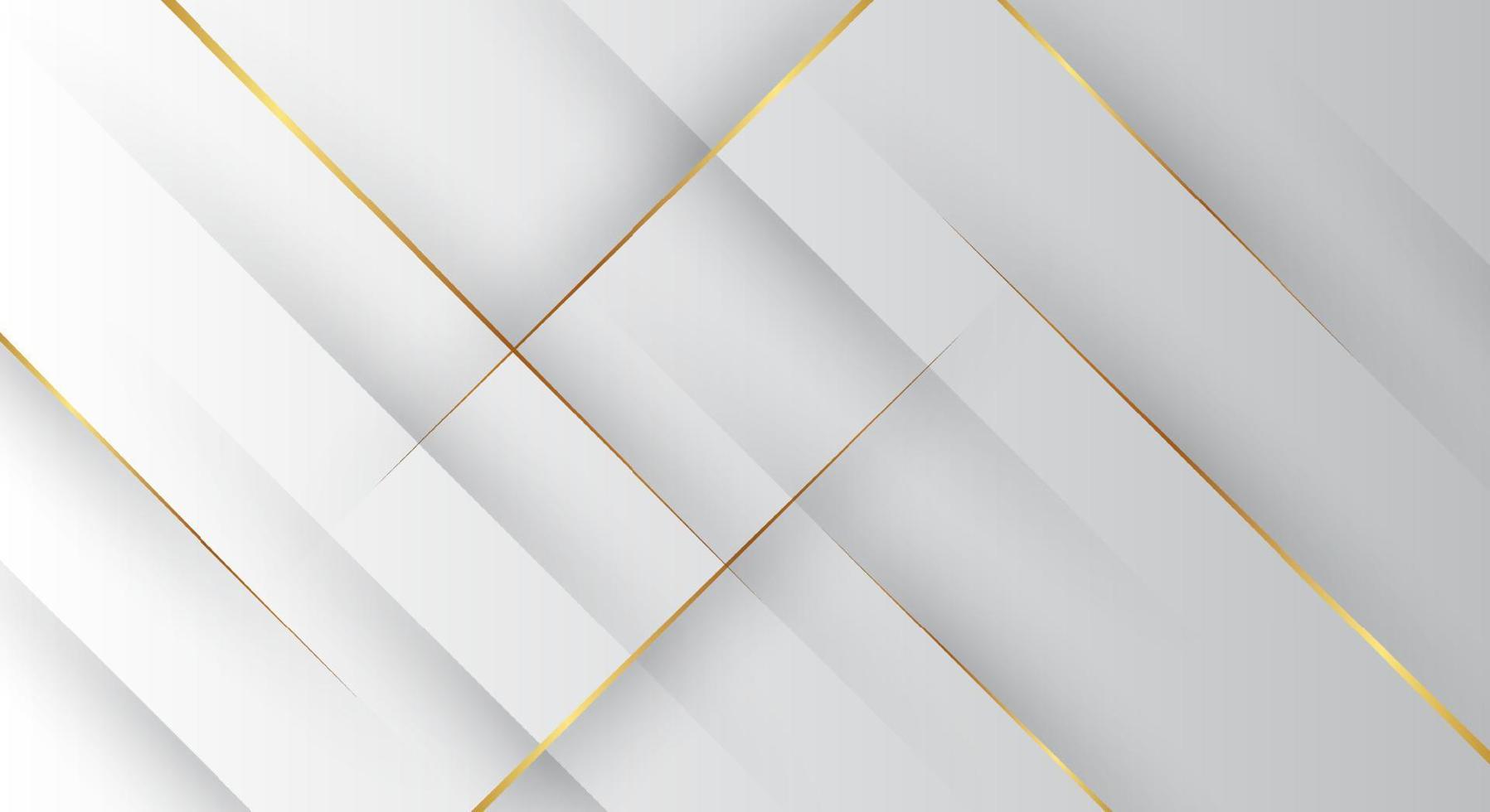 White luxury abstract background with golden lines and shadows. vector