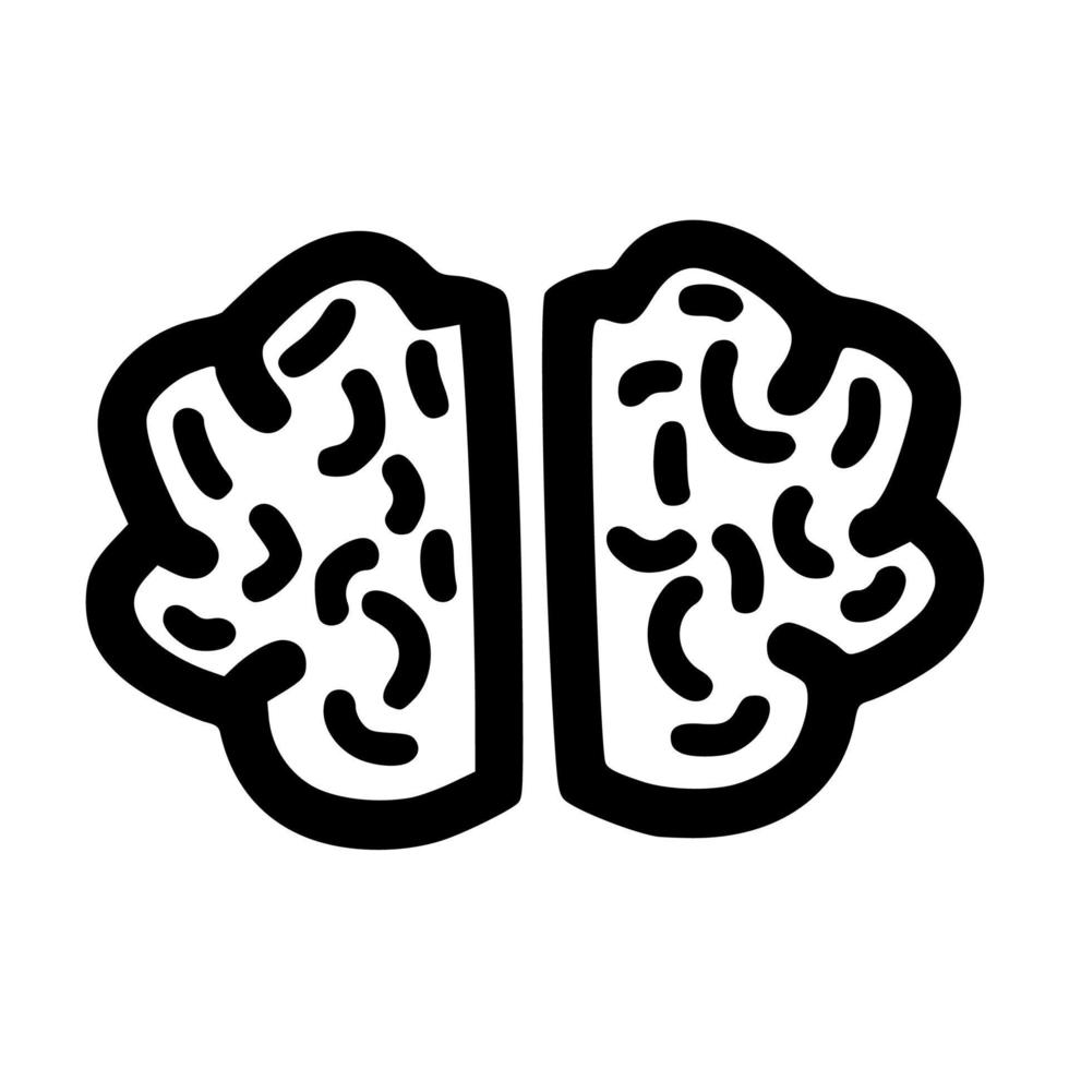 real human brain top view lineart vector illustration icon design with doodle hand drawn style