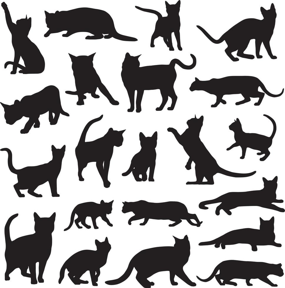 Bengal cat silhouettes vector