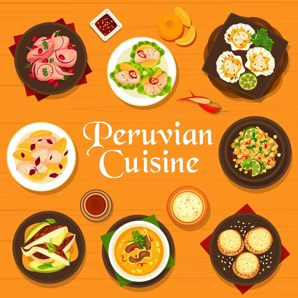 plantilla de diseño de portada de menú de cocina peruana vector