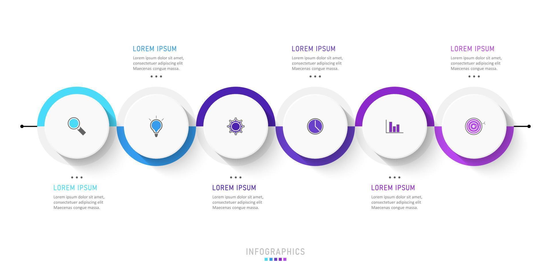 Vector Infographic label design template with icons and 6 options or steps. Can be used for process diagram, presentations, workflow layout, banner, flow chart, info graph.