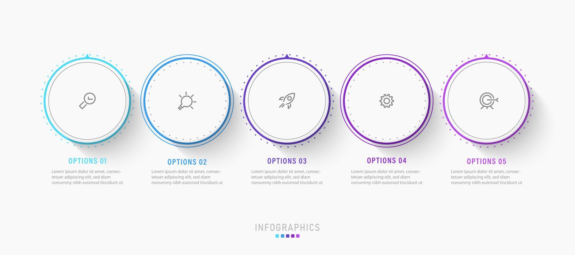Vector Infographic label design template with icons and 5 options or steps. Can be used for process diagram, presentations, workflow layout, banner, flow chart, info graph.