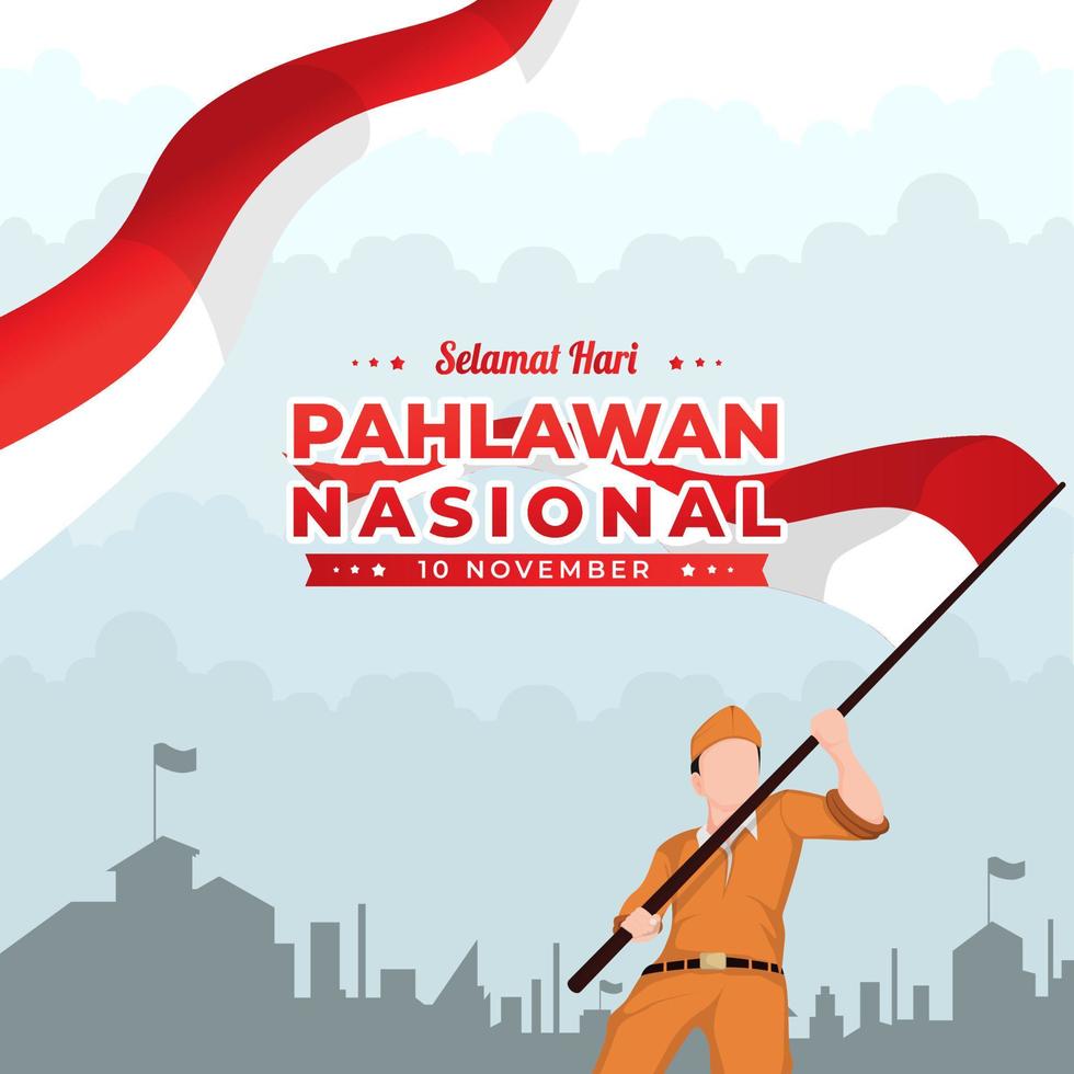 diseño de banner nacional de hari pahlawan vector