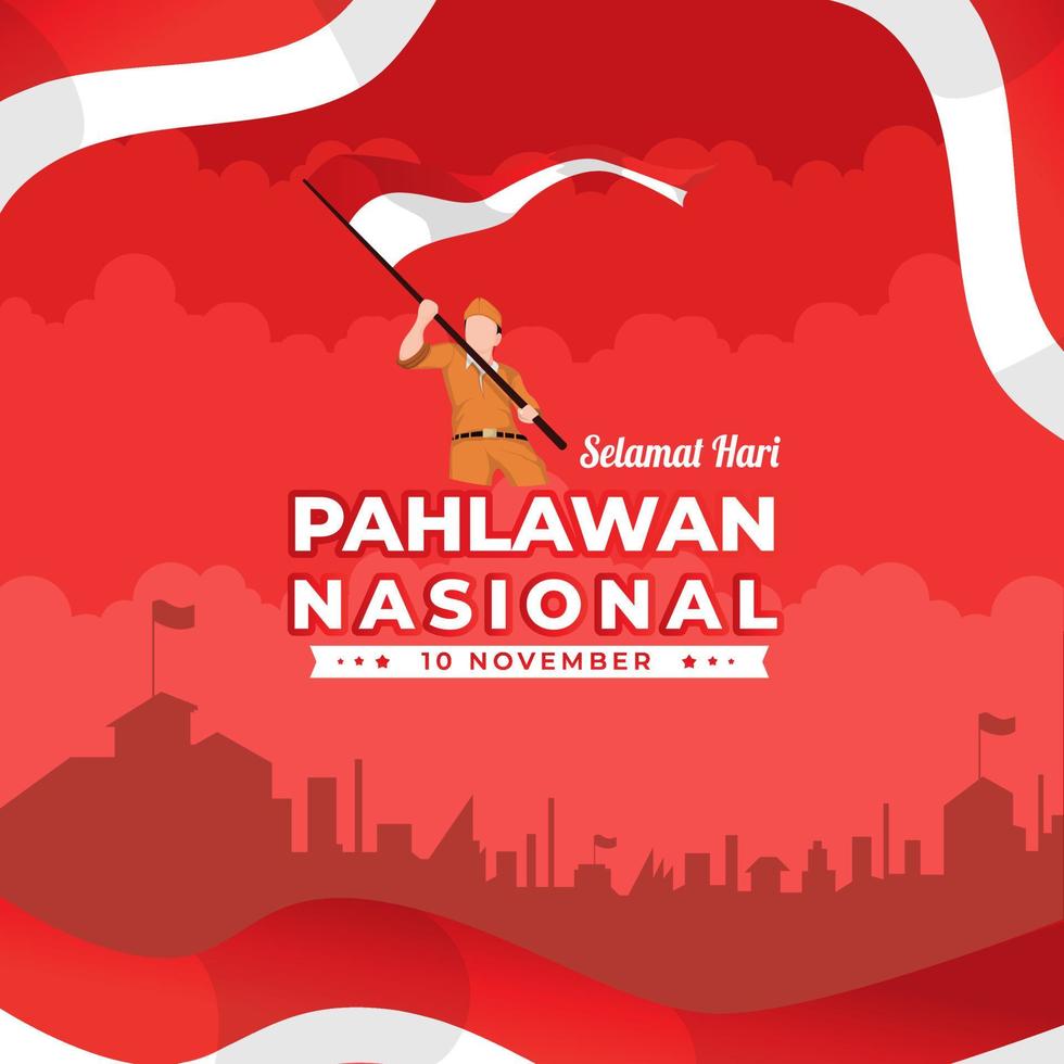 diseño de banner nacional de hari pahlawan vector