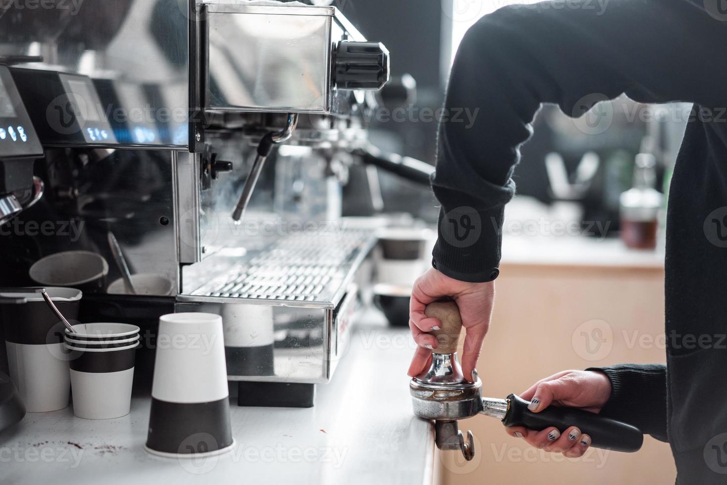 professional coffee machine in a bar photo