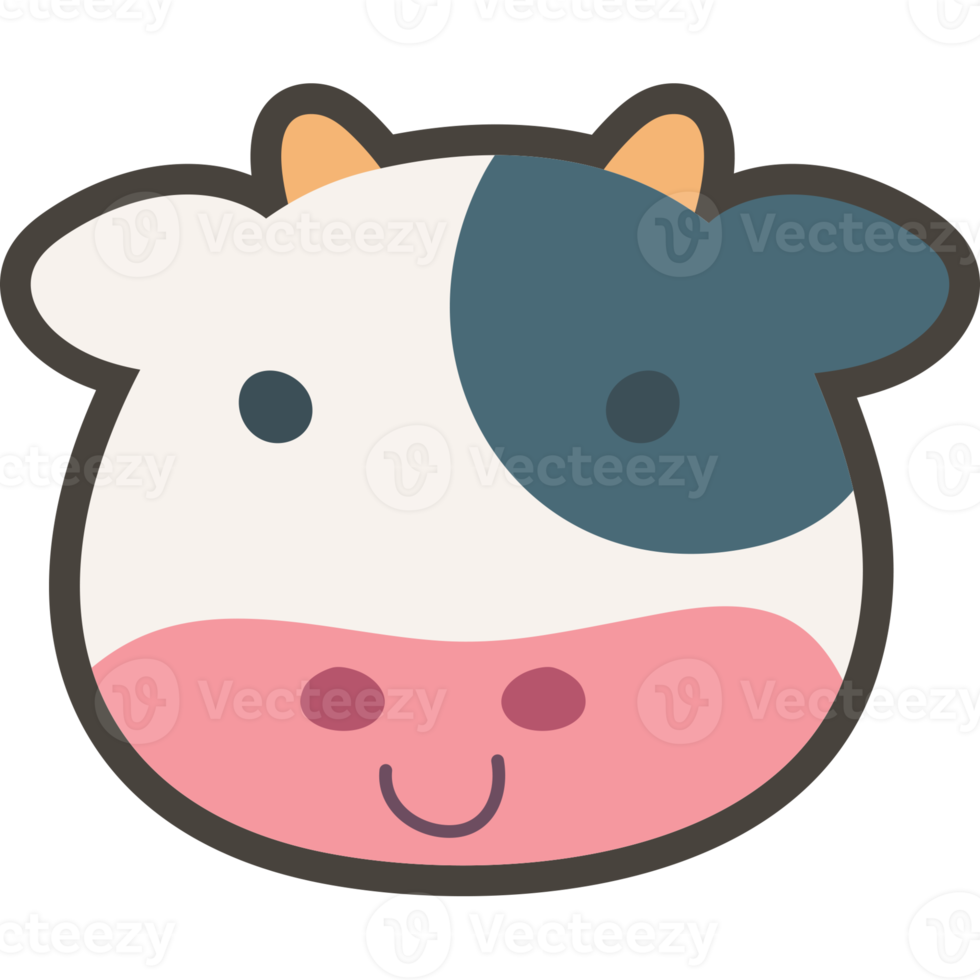 dessin animé animal visage de vache png