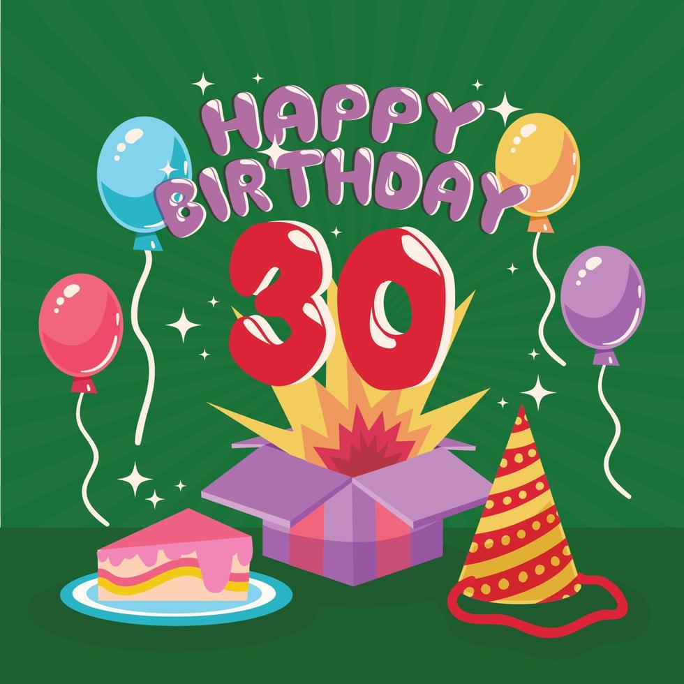 30th birthday greeting card template 11458846 Vector Art at Vecteezy