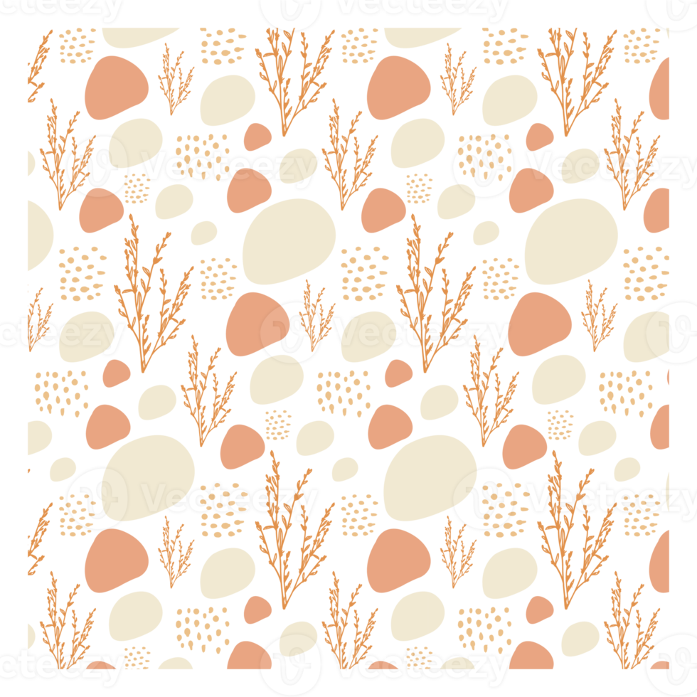 Boho Blob Shape and Floral Seamless Pattern png