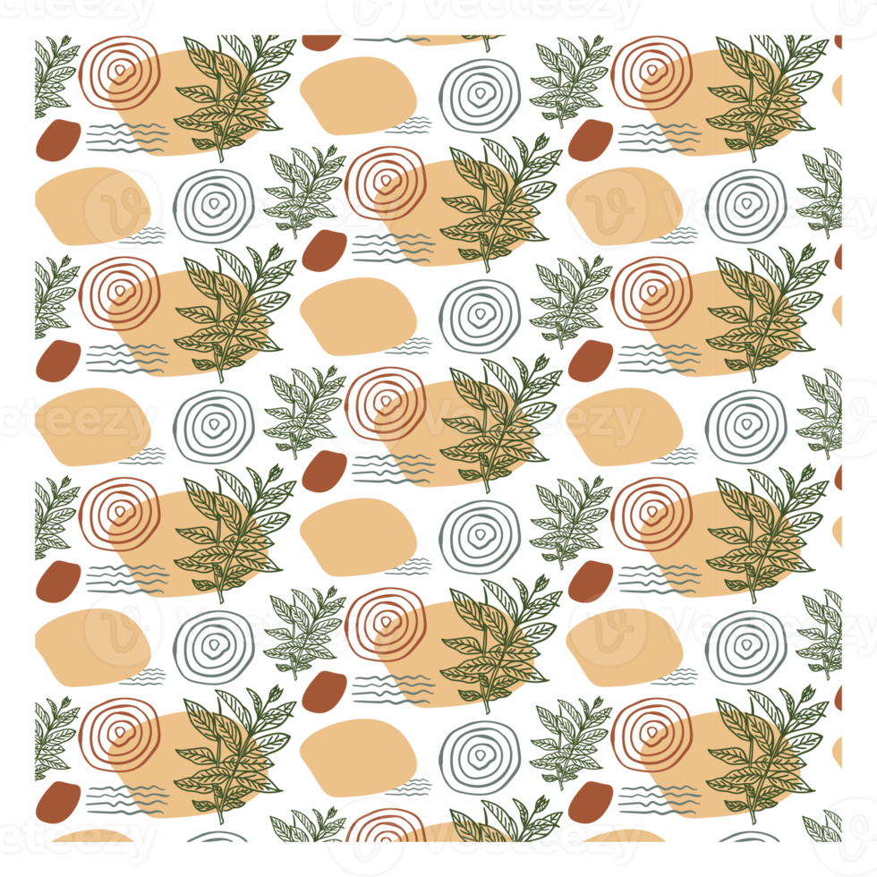 Boho Blob Shape and Floral Seamless Pattern png
