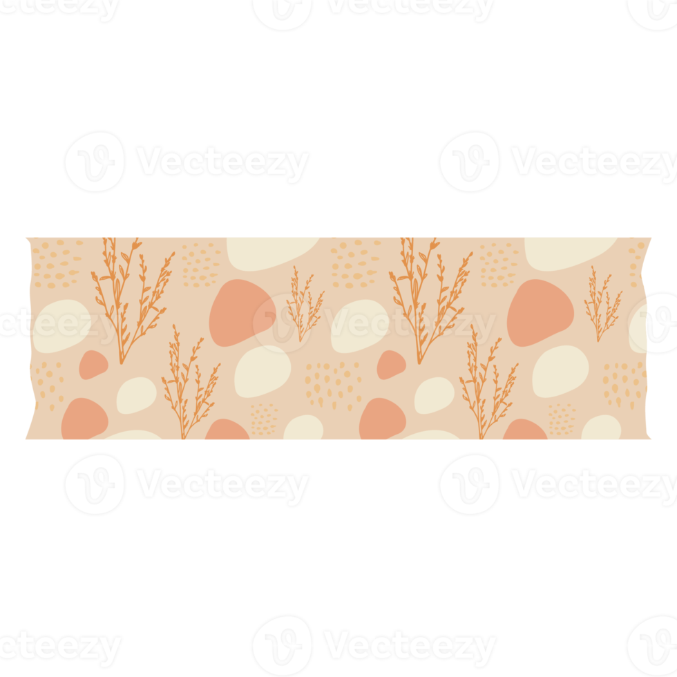 Boho Blob Shape and Floral Pattern Washi Tape png
