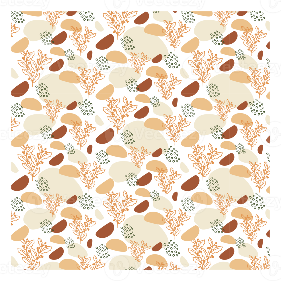 Boho Blob Shape and Floral Seamless Pattern png