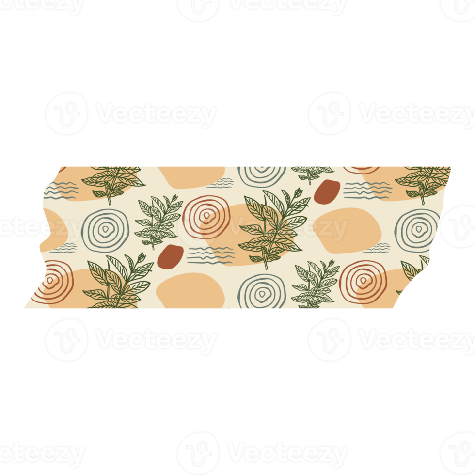 Boho Blob Shape and Floral Pattern Washi Tape png
