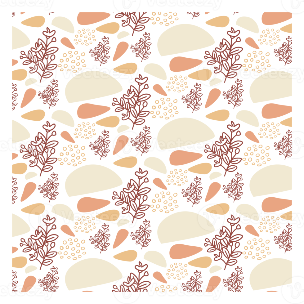 Boho Blob Shape and Floral Seamless Pattern png