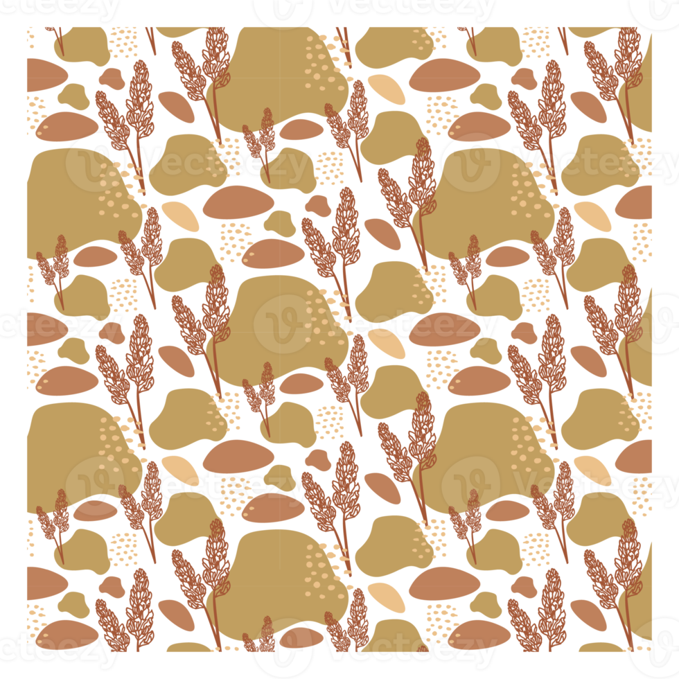 Boho Blob Shape and Floral Seamless Pattern png