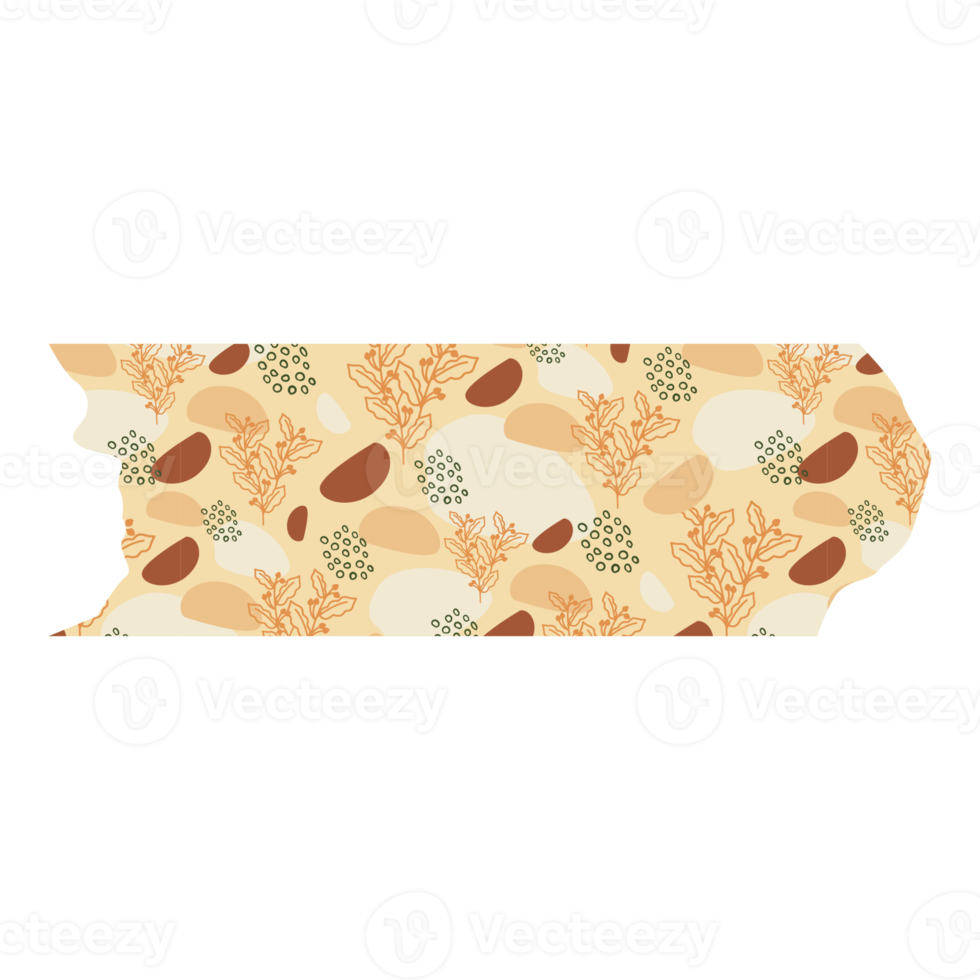 Boho Blob Shape and Floral Pattern Washi Tape png