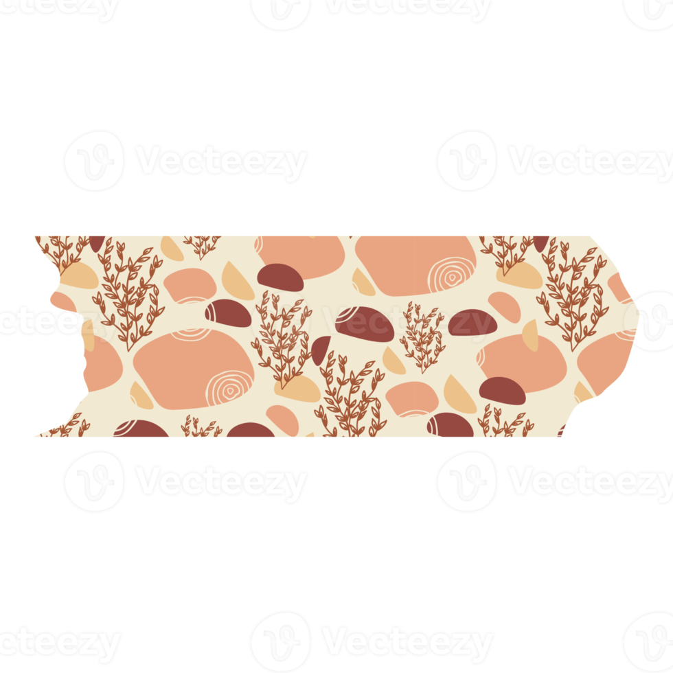 Boho Blob Shape and Floral Pattern Washi Tape png