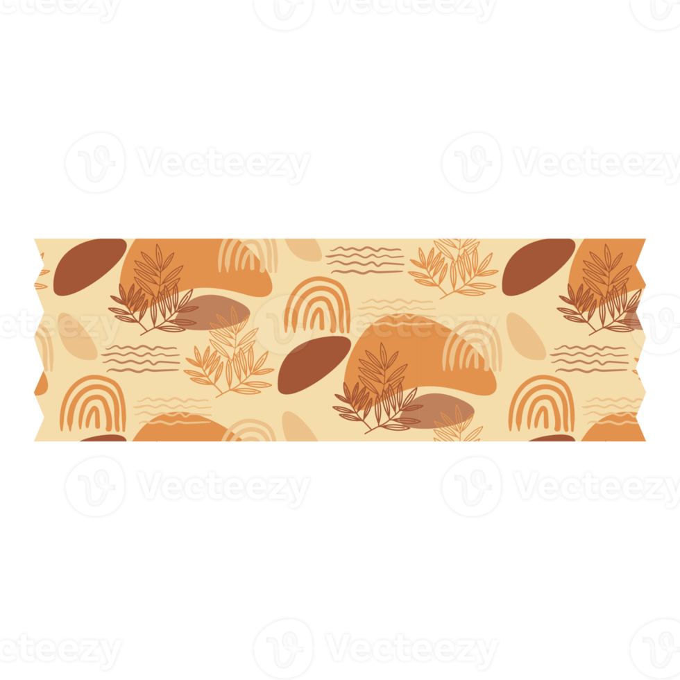 Boho Blob Shape and Floral Pattern Washi Tape png