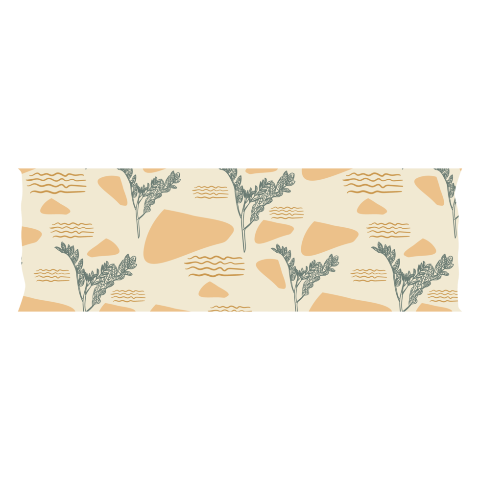 Boho Blob Shape and Floral Pattern Washi Tape png