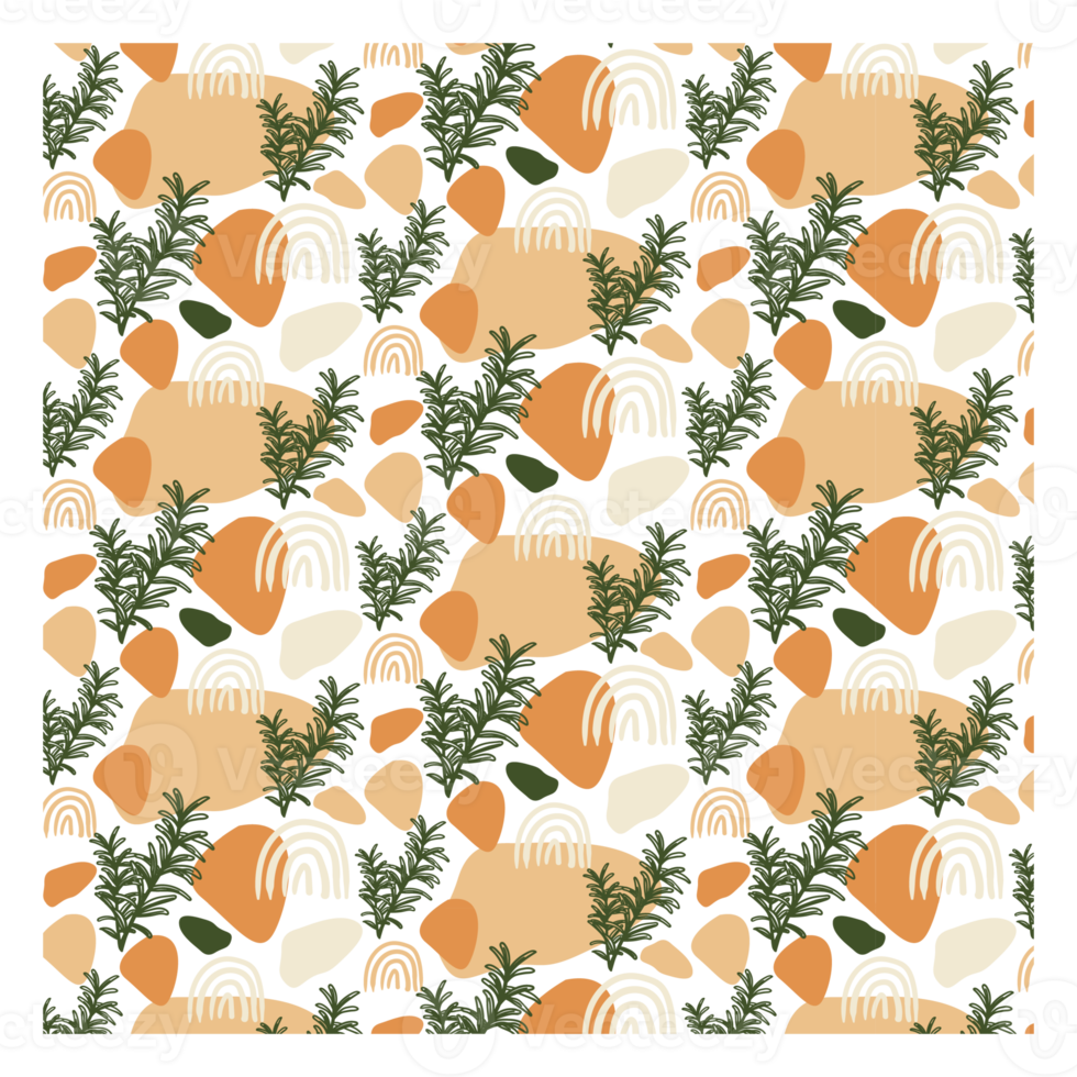 Boho Blob Shape and Floral Seamless Pattern png