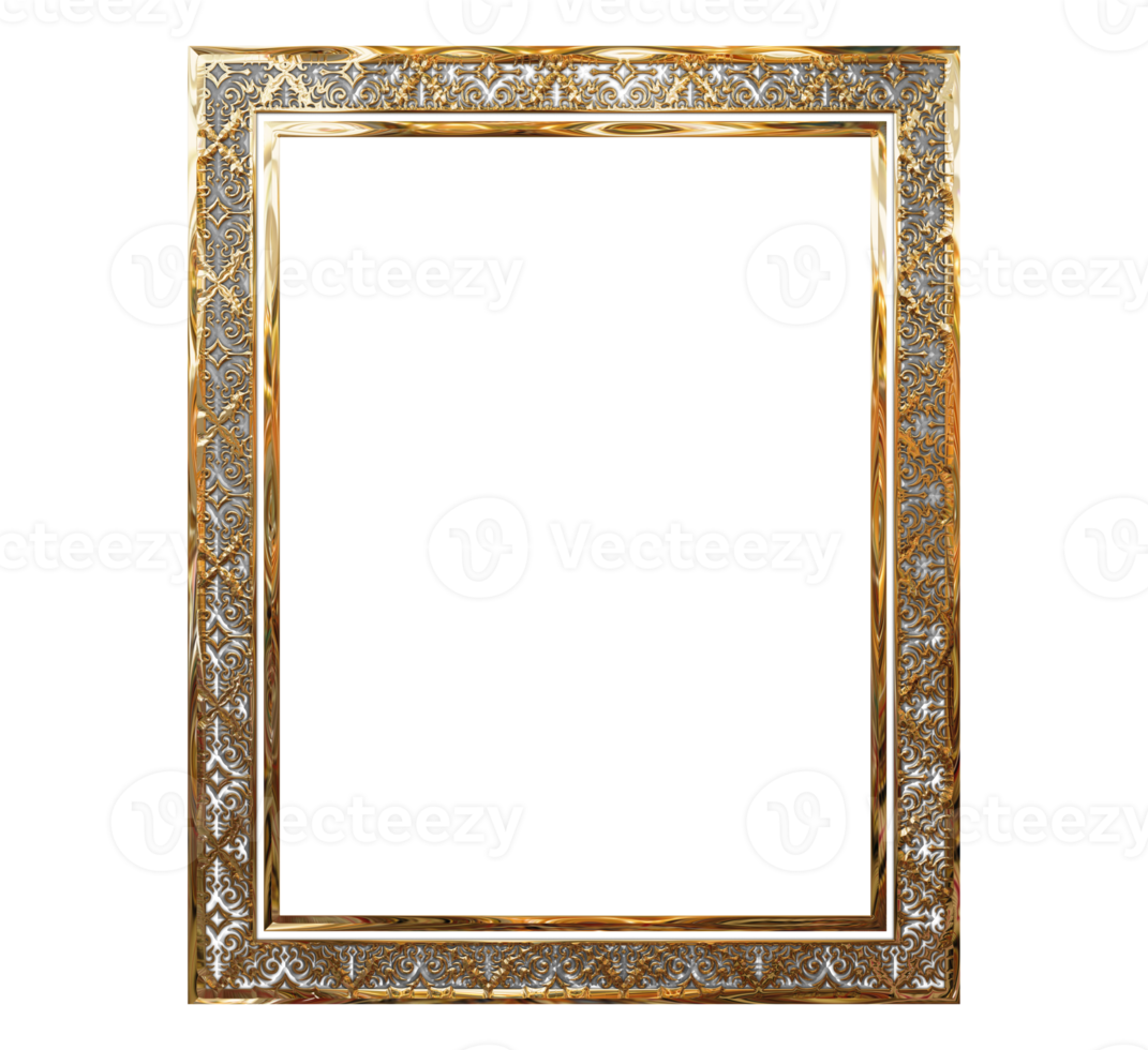 Simple golden frame isolated on transparent background png