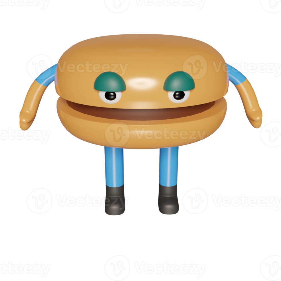 3d rendering illustration burger character png