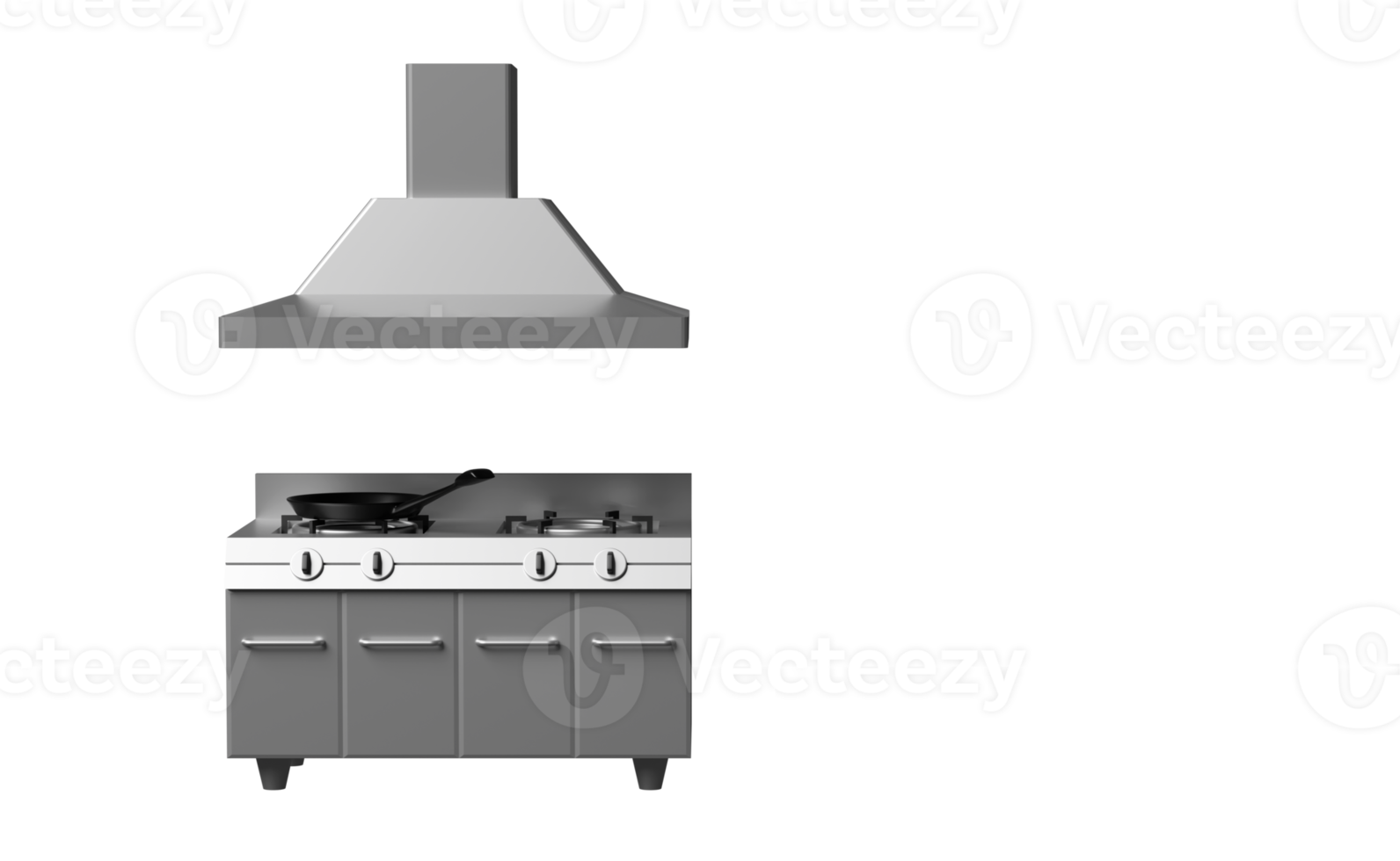 3d restaurang kök med gas spis, spis huva isolerat. modern industriell kök med Utrustning begrepp, 3d framställa illustration png