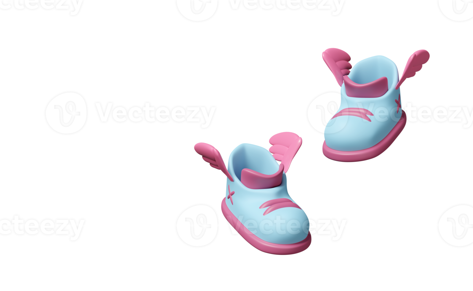 3d blauw sportschoenen met vleugel geïsoleerd. schattig schoenen concept, 3d geven illustratie png