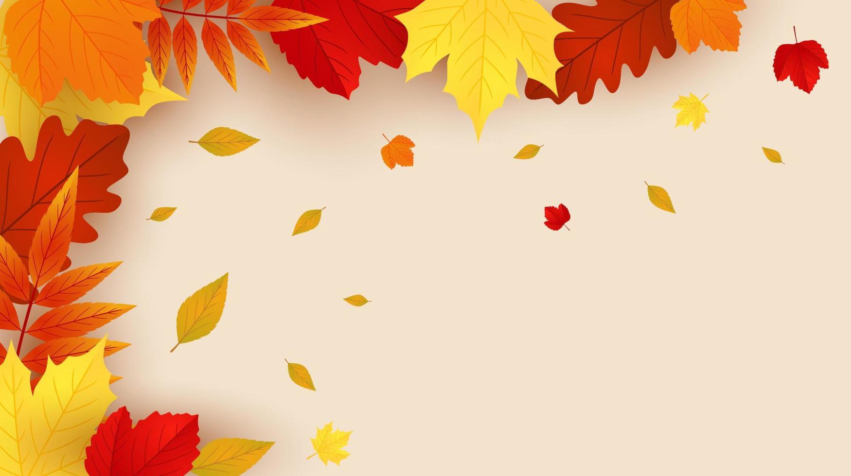 Autumn background with leaves. Seasonal background design. Can be used for posters, banners, flyers, invitations, websites or greeting cards. Vector illustration